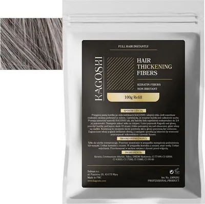 Zdjęcie produktu dla Kagoshi Saszetka 100g Mikrowłókna do Zagęszczania Rzadkich Włosów Efekt Natychmiast Gęste Włosy Refill Hair Fibers SIWY