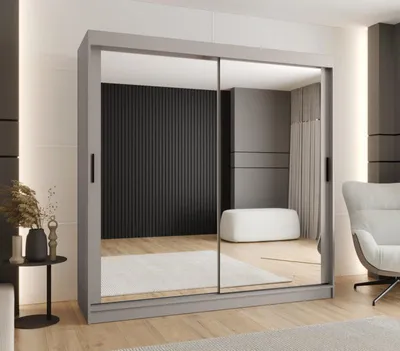 Obrázok produktu pre Zrkadlová šatníková skriňa 200 cm CASANDRA - kašmír