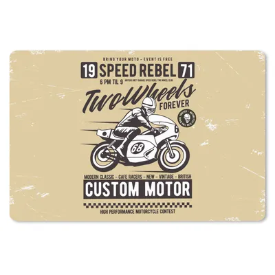 Produktbild von MuchoWow® Schreibtischunterlage Motorrad - Vintage - Zeichnung - Zitat 60x40 cm - XXL Mauspad - Großes Mauspad
