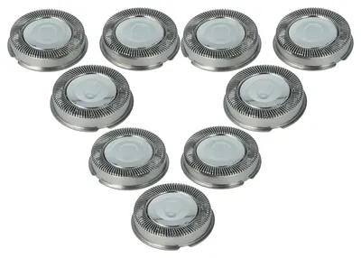 Produktbild von vhbw 9x Ersatz-Scherköpfe kompatibel mit Philips HQ202, HP1222, HP1722, HP1723, HP1622, HP1623, HQ20, HQ200, HQ1322, HP1616 Elektrorasierer, Silber