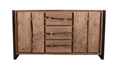 Produktbild von TPFLiving Sideboard Austin Akazie mit Metall natur und schwarz