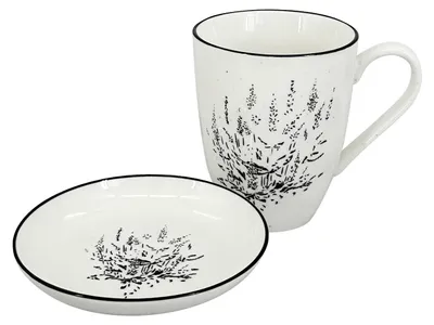 Immagine prodotto di Set di 2 pezzi - Tazza 450ml e ciotola Essence, bianco/nero