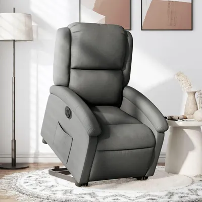 Image de Fauteuil releveur électrique - Fauteuil TV - Fauteuil avec assistance pour se lever - Tissu gris foncé - Fonction inclinable électrique