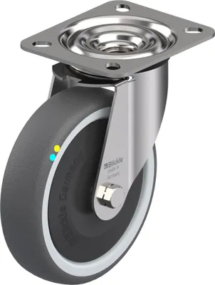 Image de 125mm stainless steel swivel castor with grey electrically conductive thermoplas