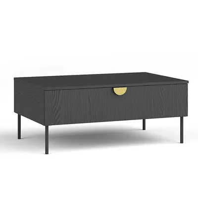 Productafbeelding van AX LIVING salontafel Brunelli 100, zwart, met houtlook en gouden handgreep