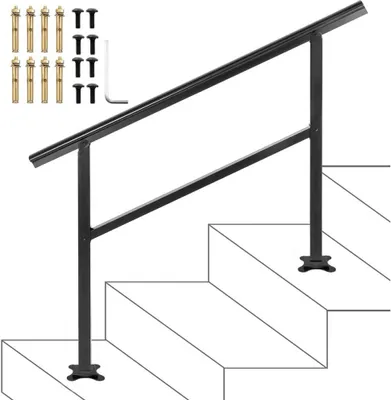 Produktbild von Aluminium Eingangsgeländer - Rostfreier Außenhandlauf aus Aluminium - 122 x 90 cm - Steinhart - Schwarz - 0-45 Grad - Für Privathaushalte und Büros