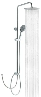Immagine prodotto di Set doccia Regendusche, diametro 25 cm, rotondo, cromato, con altezza regolabile, tubo flessibile da 1,6 metri