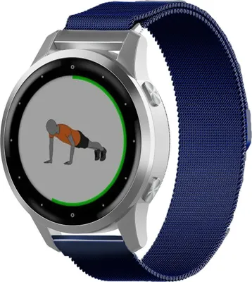 Produktbild von Strap-it Milanese Armband - Kompatibel mit Garmin Vivomove 3s Armband 40mm - Hochwertiges Material -Edelstahl Magnetische verschluss für Armband Blau 18mm Smartwatch