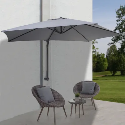 Produktbild von Wandschirm Acerra, Ampelschirm Balkonschirm Sonnenschirm, 3m neigbar, Polyester Alu/Stahl 9kg  grau