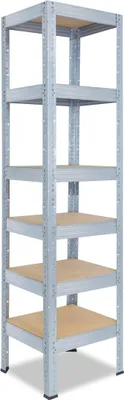 Obrázek produktu pro Regál pro těžké náklady, rozměry 230 x 30 x 30 cm, pozinkovaný, s 6 policemi, nosnost 166 kg na polici