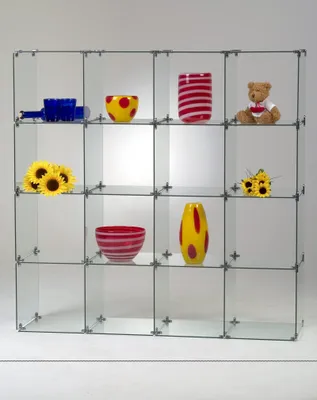 Produktbild von Selbstbauvitrine SB04 - mit 16 Fächern, Fachgröße 30x30x30 cm / mit Rückwand