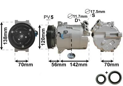 Produktbild von VAN WEZEL 3700K313 Klimaanlage Klimakompressor für OPEL Astra G CC (T98) Zafira A (T98) Astra G Caravan (T98) ASTRA G Cabriolet (F67) VECTRA B (36)