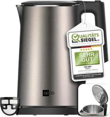 Produktbild von Wasserkocher Aqa Neo Edelstahl Cool-Touch Doppelwand-Technologie 2150 Watt Silber-Champagner BPA-frei