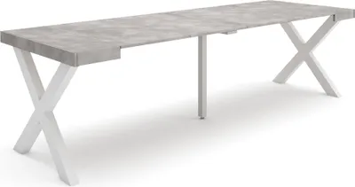 Produktbild von Ausziehbarertisch, 262x90x73cm, Für 12 Gäste, Massivholz Beine, Zementgrau