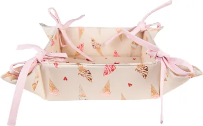 Produktbild von Clayre & Eef Brotkorb 35x35x8 cm Beige Rosa Baumwolle Eis