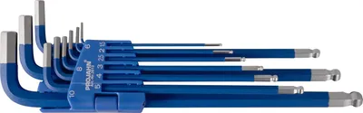Produktbild von Projahn Winkelstiftschlüssel Satz Innen-6Kant lange Ausführung, blau 1,5 - 10 mm 9-teilig