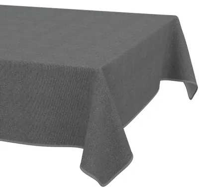 Produktbild von Tischdecke 140x260cm Rechteckig Grau DanceDirty abwaschbar Leinenoptik wetterfest Falschuni Modern mit Saumkante