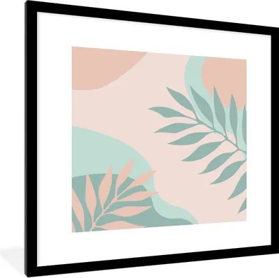 Produktbild von MuchoWow® Gerahmtes Poster Sommer - Blätter - Tropisch 40x40 cm - Poster mit Schwarzem Bilderrahmen Wandposter Rahmen Foto Bilder - Poster - Plakat im Rahmen
