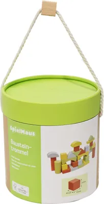 Produktbild von SpielMaus Holz Bausteine in Trommel, 90 Stück, bunt