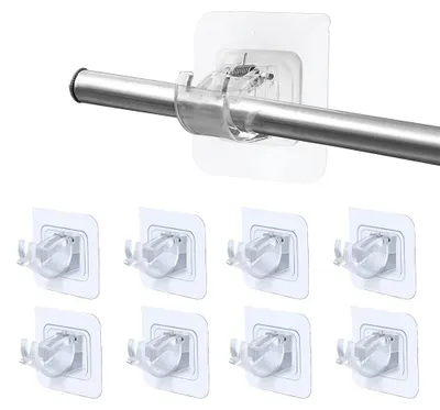 8er-Pack selbstklebende Vorhangstangenhalter, transparent, Kunststoff