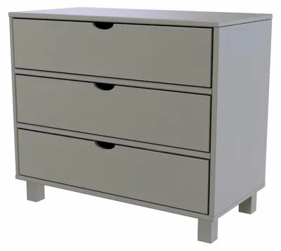 Productafbeelding van Houten commode met kubusvormig design en 3 lades - Grijs