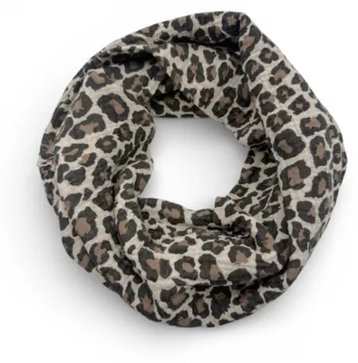 Immagine prodotto di Sciarpa a loop in mussola Damen, motivo leopardo, ideale per la primavera e l'autunno, prodotta in Italia (beige)