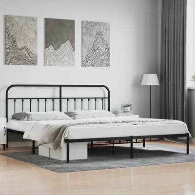 Produktbild von vidaXL Bettgestell mit Kopfteil Metall Schwarz 193x203 cm - Bettgestell - Bettgestelle - Bettrahmen - Bett
