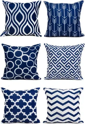 Produktbild von 6er Set Kissenbezug Geometrische Muster Kissenbezüge Baumwolle Leinen Dekokissen Sofakissen Kuschelig Couchkissen Kissen 45x45 cm