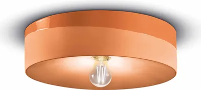 Produktbild von Deckenleuchte Keramik E27 D: 40 cm Orange rund Retro Design Keramikleuchte
