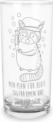 Produktbild von Mr. & Mrs. Panda Glas Waschbär 200 ml - Transparent - Geschenk, Plan, Tagträumen, Cocktailglas, Wasserglas, Fröhlich, Seifenblasen, Lustige Sprüche, Waschen, Tumbler