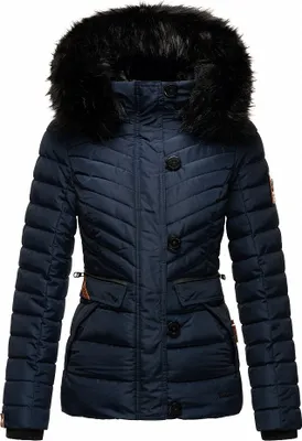 Produktbild von Navahoo Damen Winter Jacke Stepp Winterjacke Mantel Kunstfell Kapuze Wisteriaa Navy Gr. 36 - S