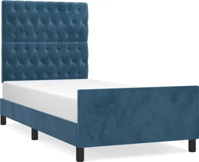 Produktbild von vidaXL Bettgestell ohne Matratze Dunkelblau 100x200 cm Samt