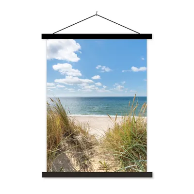 Produktbild von MuchoWow® Textilposter Düne - Gras - Meer - Strand 90x120 cm mit schwarzem Rahmen - Dekoration