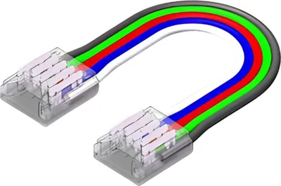 Produktbild von LED Strip-zu-Strip Verbinder – 5-polig, 10 mm, lötfrei mit 15 cm Verbindungskabel für RGBW SMD LED-Streifen