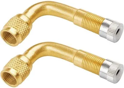 Zdjęcie produktu dla Miedziany adapter zaworu 90 stopni – 2 sztuki – do samochodu, silnika, roweru, hulajnogi