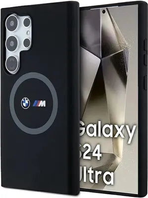 Obrázok produktu pre Etui Bmw M Silikónový potlačený krúžok Magsafe na Samsung Galaxy S24 Ultra - Čierne