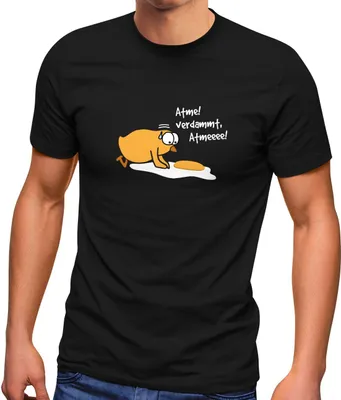 Produktbild von Herren T-Shirt Spiegelei Spruch Atme! Verdammt Küken Fun-Shirt Aufdruck lustig Moonworks® schwarz L