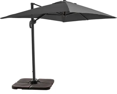 Image de Parasol déporté 2x3 m et 4 dalles à remplir aluminium gris - Oviala Amalya