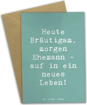 Produktbild von Mr. & Mrs. Panda Grußkarte Spruch Bräutigam Heute - Meeresbrise - Geschenk, Ehe, Vorfreude, Geburtstagskarte, Hochzeit, Einladungskarte, morgen Ehemann, Brautpaar