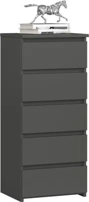 Produktbild von 3xEliving Kommode, Sideboard mit 5 Schubladen (B:40cm x H:92cm x T:35cm) in Graphit Grau
