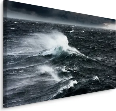 Produktbild von Fabelhafte Canvas LEINWAND BILDER 40x30 cm XXL Kunstdruck Meer Wellen Seesturm Nacht