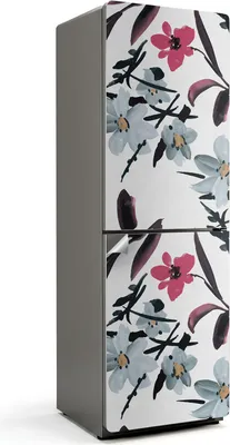 Produktbild von Zartes Blumenmuster – Kühlschrank Aufkleber – Klebefolie Kühlschrank – Kühlschrank Dekor – Kühlschrankfolie selbstklebend – Küchen Dekoration – 60x180 cm