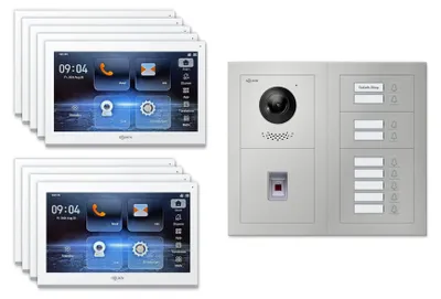 Produktbild von Goliath IP-Video-Türsprechanlage GL-IPH930M für 9 Familien – Fingerprint : 10 Zoll Weiß : Silber : Unterputzdose Monitor Farbe: 10 Zoll Weiß Montage: Unterputzdose Türklingel Farbe: Silber