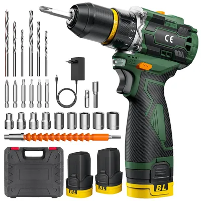 Image de Perceuse-visseuse sans fil - Percussion : oui - Couple : 55 Nm - Mandrin de serrage : 10 mm - Moteur sans balais - 23+1 réglages de couple - 2 batteries