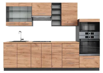 Produktbild von Küchenzeile Vicco Fame-Line Goldkraft Eiche/Anthrazit 280 cm , AP Eiche, Model 42408
