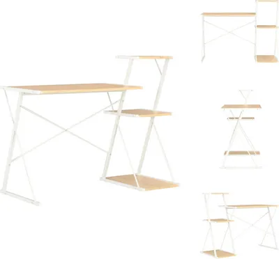 Image de vidaXL Bureau avec étagère blanc et chêne 116×50×93 cm - Bureaux