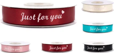 Produktbild von Satinband 15mm Just for you, 20 Meter, Farbauswahl:ivory / elfenbein 810