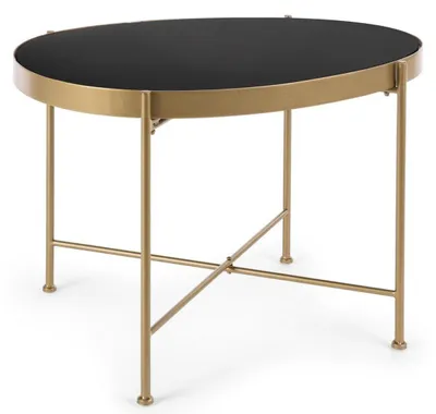 Beistelltisch Rashida 63 x 46 x 45 cm Stahl Glas Schwarz Gold