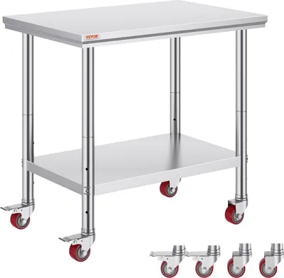 Zdjęcie produktu dla Stół roboczy ze stali nierdzewnej – Nośność 317 kg 90x60x80 cm