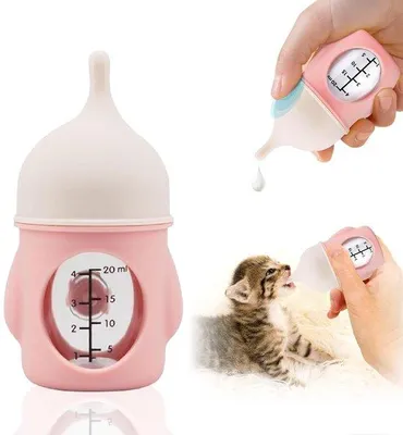 Productafbeelding van Ergonomische siliconen voerbakset voor huisdieren, voerbak met langzame doorstroming, geschikt voor nieuwe katten/kittens/honden, gemakkelijk te reinigen (roze)